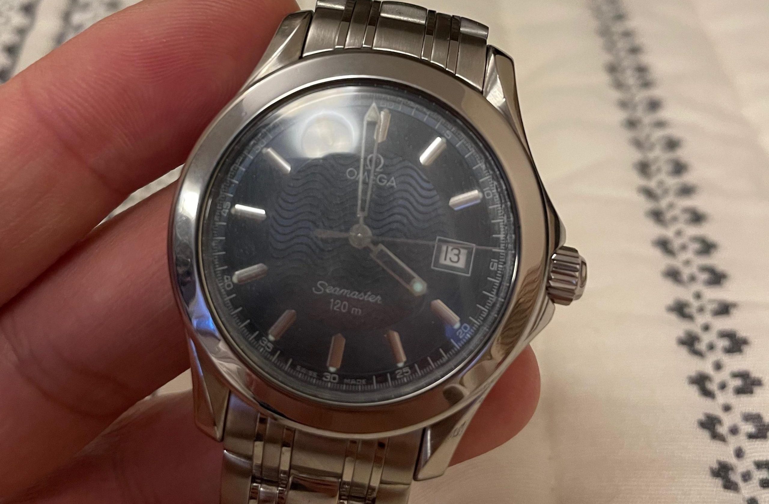 Omega seamaster watch with foggy glass