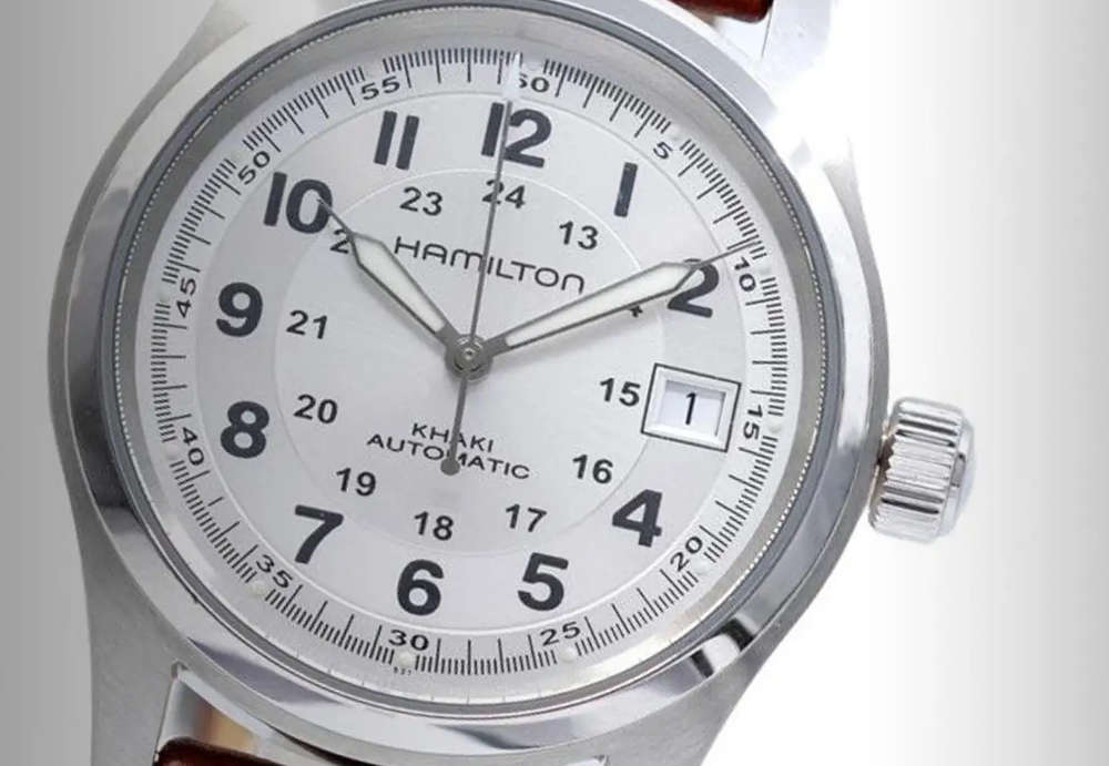 White-dial Hamilton Khaki-style watch from the legacy Suwanee Hamilton repair page