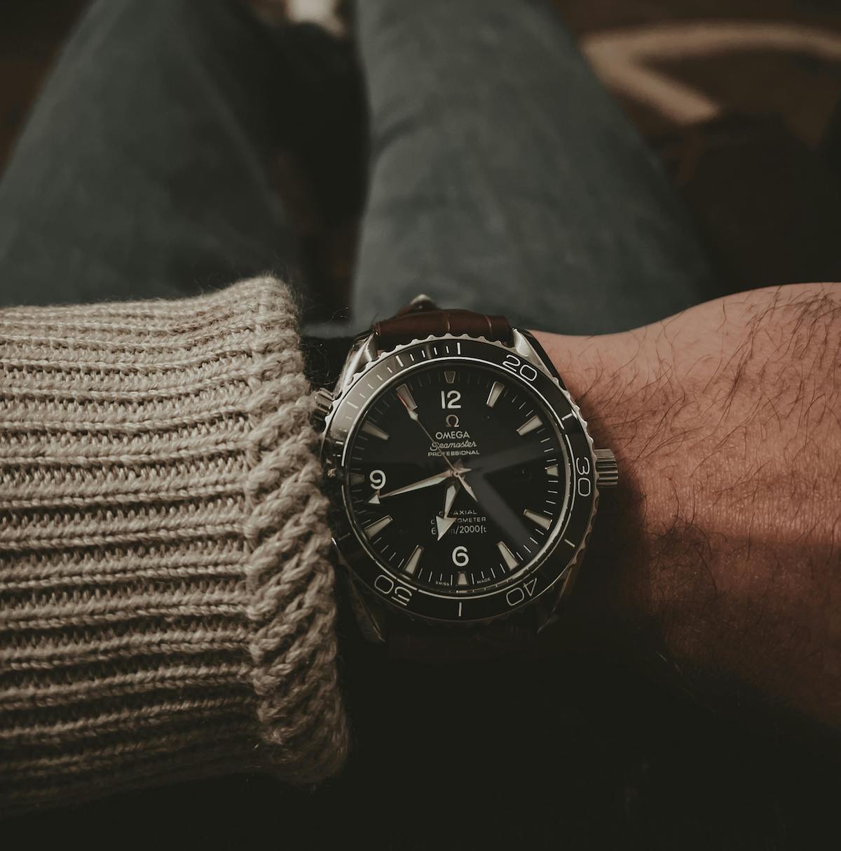 Omega Seamaster worn on the wrist from the legacy Alpharetta Omega repair page