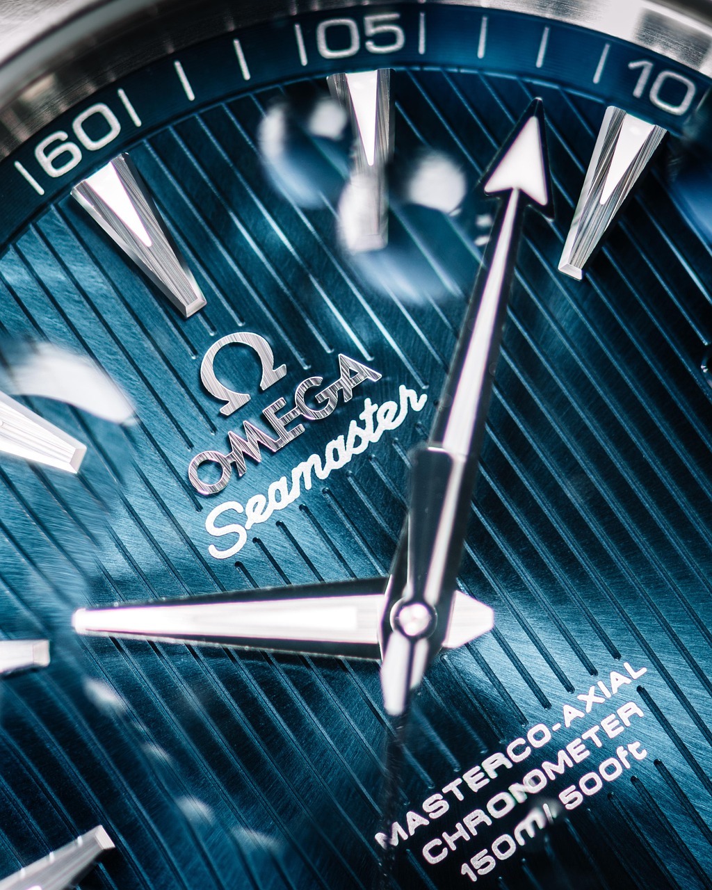 Blue Omega Seamaster dial detail from the legacy Peachtree Corners Omega repair page