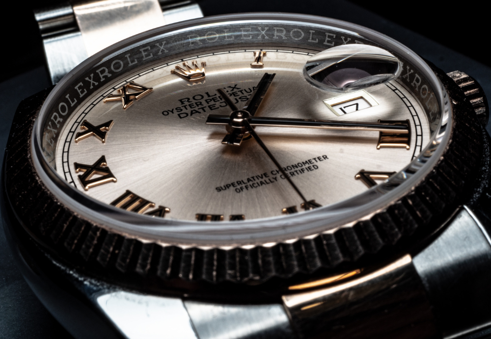 Close detail of a Rolex watch used as a source visual for Rolex repair