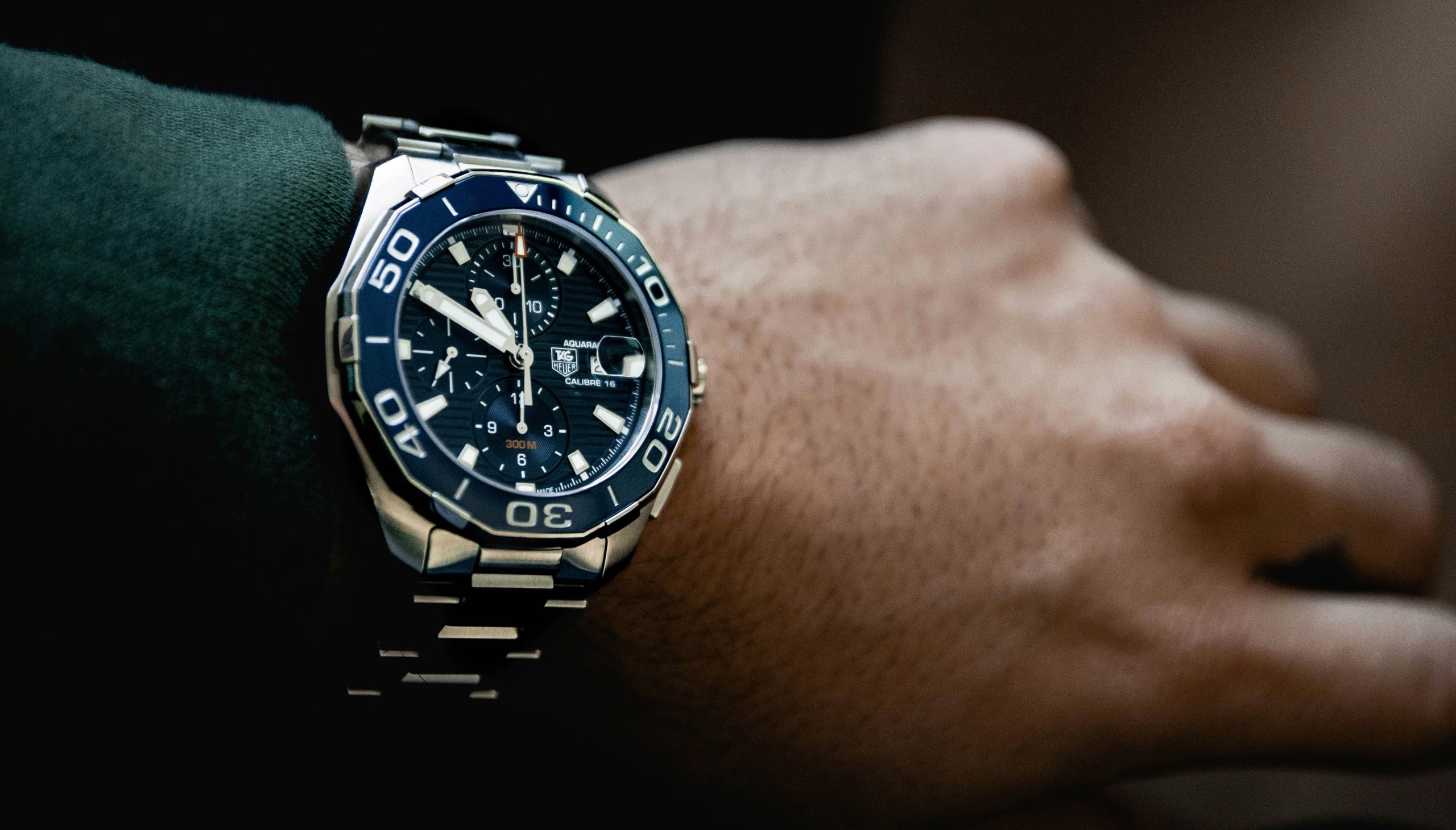 Tag Heuer Aquaracer watch worn on a wrist