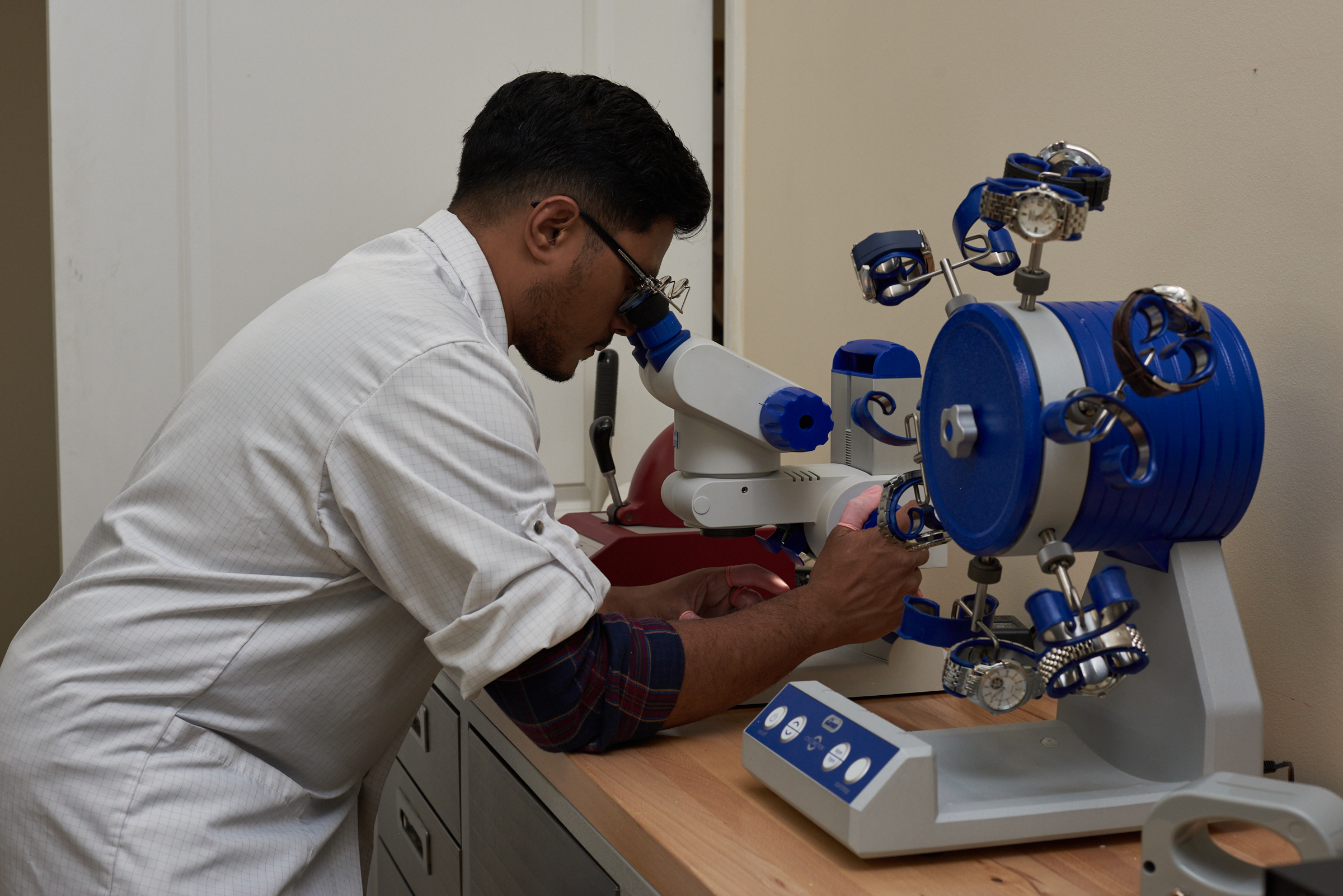 Microscope checks and adjustments in the legacy Brookhaven watch repair workshop