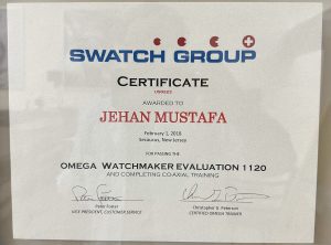 Omega 1120 Watchmaker Certificate